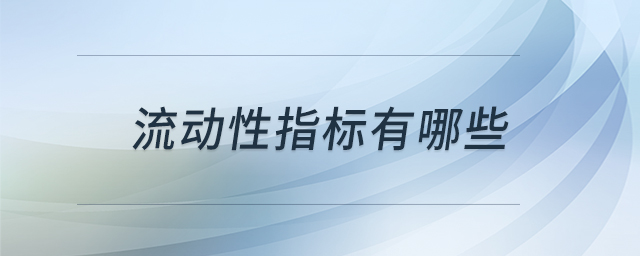 流動性指標有哪些