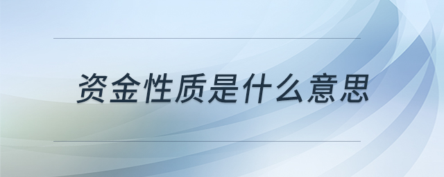 資金性質(zhì)是什么意思 資金性質(zhì)是什么意思