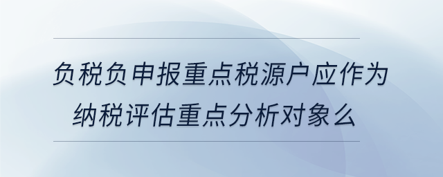 負稅負申報重點稅源戶應作為納稅評估重點分析對象么 負稅負申報重點稅源戶應作為納稅評估重點分析對象么