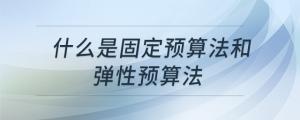 什么是固定預(yù)算法和彈性預(yù)算法
