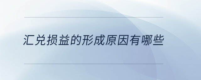匯兌損益的形成原因有哪些