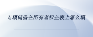 專項儲備在所有者權(quán)益表上怎么填