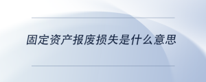 固定資產(chǎn)報(bào)廢損失是什么意思