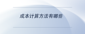成本計(jì)算方法有哪些