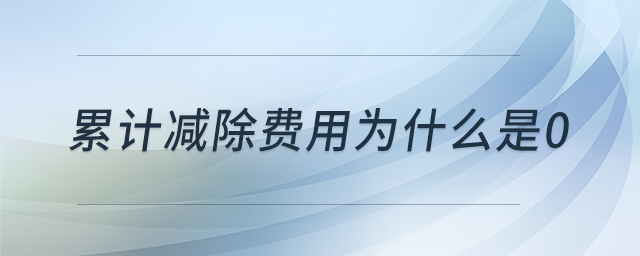 累計減除費用為什么是0 累計減除費用為什么是0