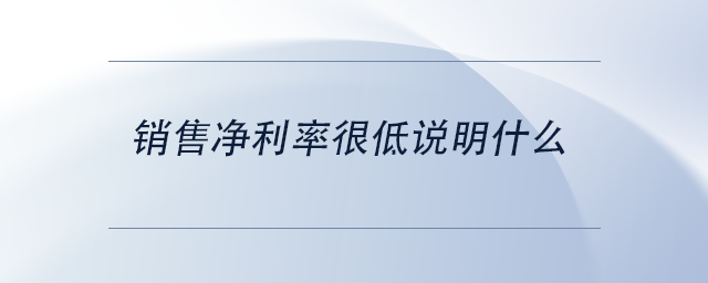 中級會計銷售凈利率很低說明什么