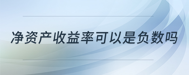 凈資產(chǎn)收益率可以是負(fù)數(shù)嗎
