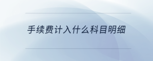 手續(xù)費計入什么科目明細