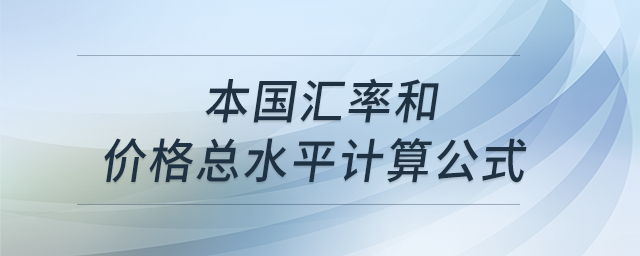 本國匯率和價格總水平計算公式