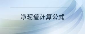 凈現(xiàn)值計(jì)算公式