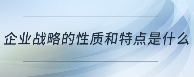 企業(yè)戰(zhàn)略的性質(zhì)和特點是什么