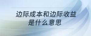 邊際成本和邊際收益是什么意思