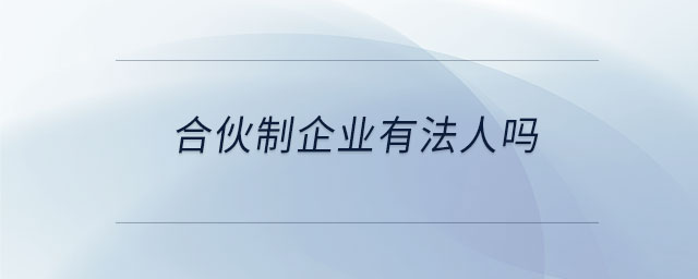 合伙制企業(yè)有法人嗎