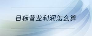 目標(biāo)營(yíng)業(yè)利潤(rùn)怎么算